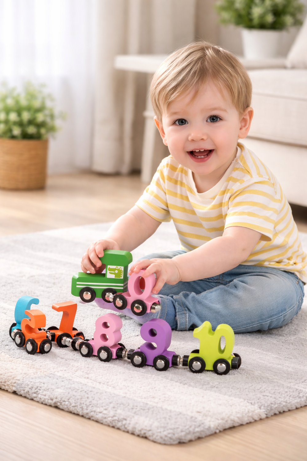 Wooden Magnetic Number Adventure Game Train Set for 1-3 Year Olds, Montessori Learning Toy for Boys and Girls, Educational 0-9 Number - Zustenjoy.com
