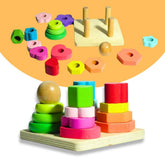 Montessori Geometric Stacker Column Building Blocks for Preschool Toddlers 1-3 Children 4 Post Square | Baby | Toys for Baby | Developmental Toys, 16 Pcs