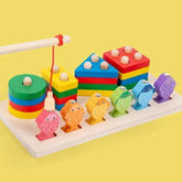 Magnetic Fishing Game Wooden Sorting & Stacking Toy for Toddlers 1–3 Years | Color & Shape Recognition Learning Toy for Baby Boys & Girls