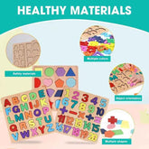 Wooden Learning Educational ABCD Board for Kids, Activity Toys for Toddlers & Preschoolers | ABCD Puzzle Set | Puzzle Toys for 2 Years Old Boys & Girls (Alphabets, Numbers & Shapes)