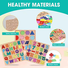 Wooden Learning Educational ABCD Board for Kids, Activity Toys for Toddlers & Preschoolers | ABCD Puzzle Set | Puzzle Toys for 2 Years Old Boys & Girls (Alphabets, Numbers & Shapes)