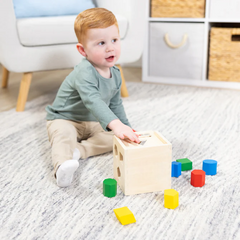 Shape Sorting Cube-Classic Montessori Wooden Toy with 15 Shapes-Kids Shape Sorter Toys for Toddlers Ages 2+, 12 Pcs