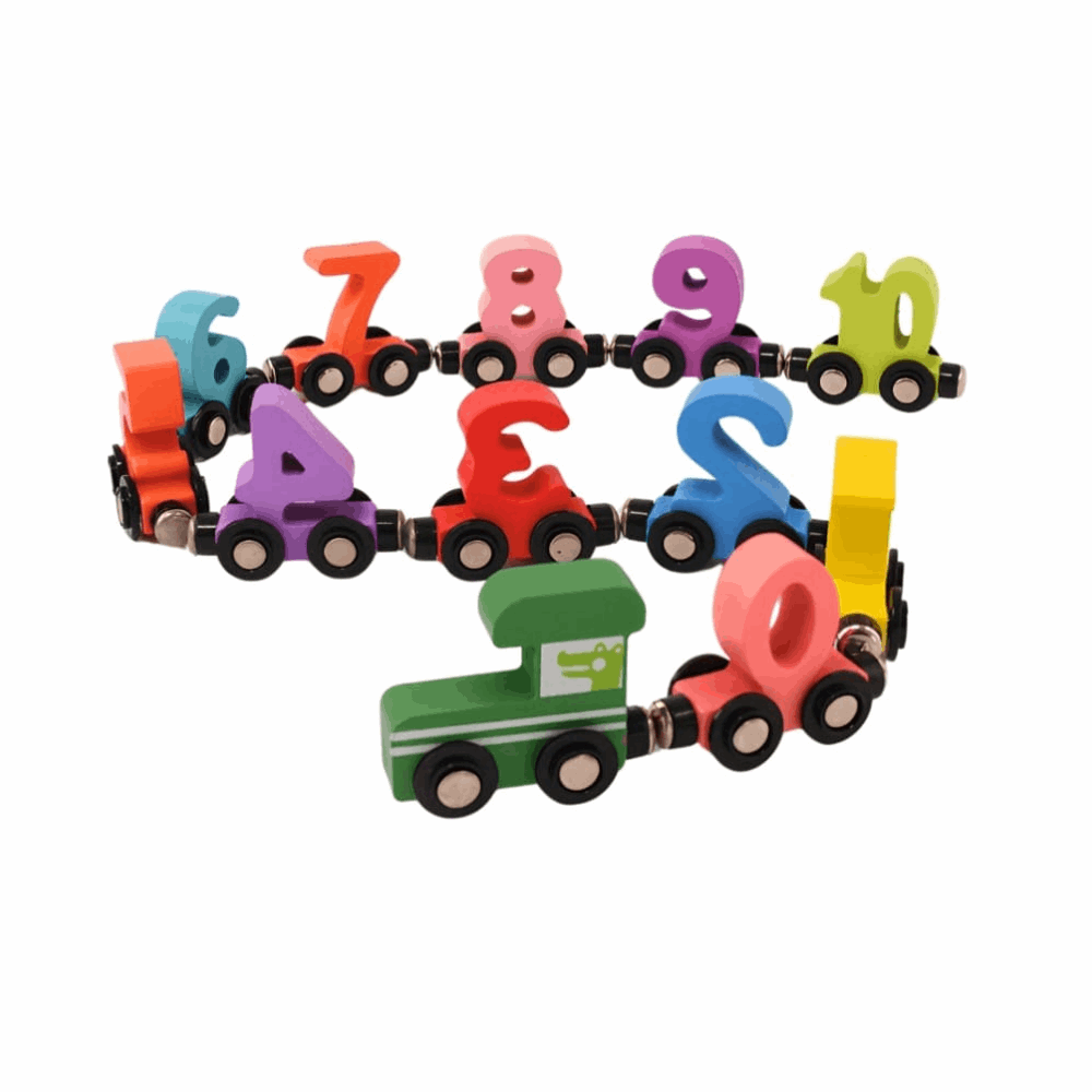 Wood Digital Magnetic Numbers Train for Kids