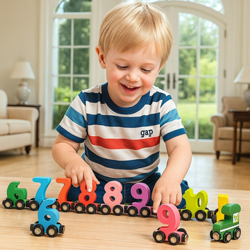 Wood Digital Magnetic Numbers Train for Kids