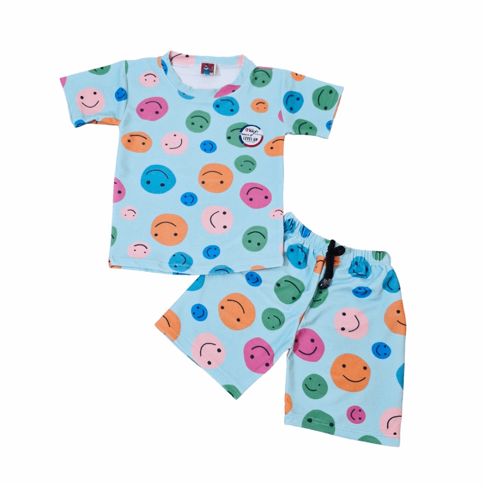 Emoji Cotton T-Shirt & Shorts Set – Boys