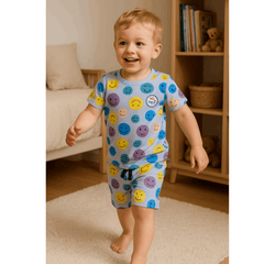 Emoji Cotton T-Shirt & Shorts Set – Boys