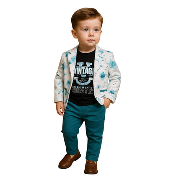 Baby Boys Sky Blue Blazer Set (3-Piece)