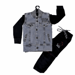 Boys 3-Piece Casual Set – Denim Jacket, T-Shirt & Pants