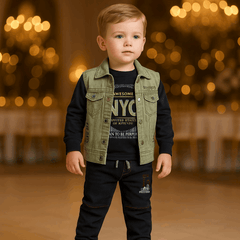 Boys 3-Piece Casual Set – Denim Jacket, T-Shirt & Pants