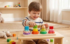 Montessori Geometric Stacker Column Building Blocks for Preschool Toddlers 1-3 Children 4 Post Square | Baby | Toys for Baby | Developmental Toys, 16 Pcs