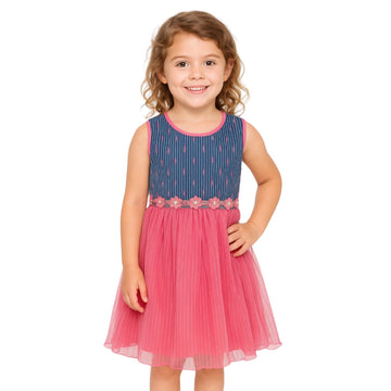 Girls Sleeveless Net Frock Dress – Knee Length