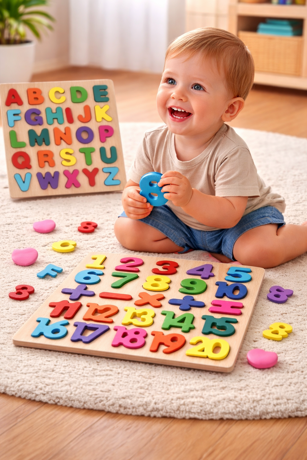 Wooden Learning Educational ABCD Board for Kids, Activity Toys for Toddlers & Preschoolers | ABCD Puzzle Set | Puzzle Toys for 2 Years Old Boys & Girls (Alphabets, Numbers & Shapes) - Zustenjoy.com