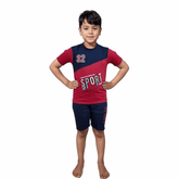 Boys’ Red & Navy T-Shirt and Shorts Set