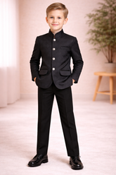 Boys Indo Western Suit Set | Kids Wedding & Party Wear Outfit Black - Zustenjoy.com