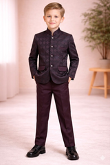 Boys Indo Western Suit Set | Kids Wedding & Party Wear Outfit Maroon - Zustenjoy.com