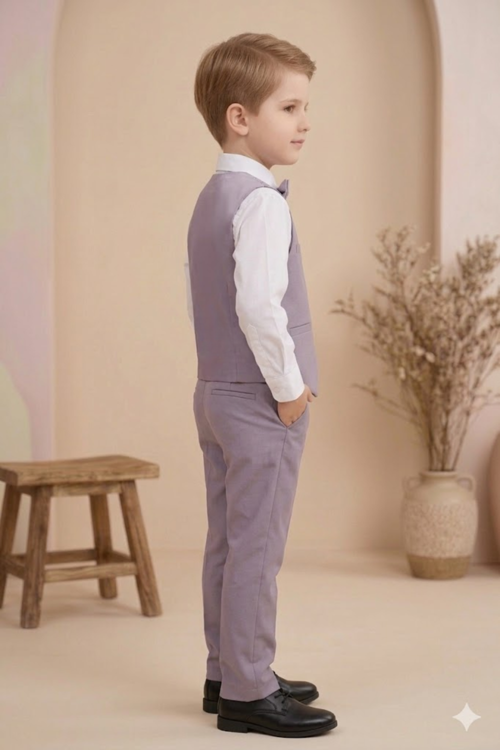 Boys 3-Piece Suit Set with Bow Tie purple| Kids Formal Party Wear Outfit - Zustenjoy.com