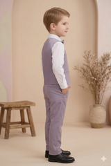 Boys 3-Piece Suit Set with Bow Tie purple| Kids Formal Party Wear Outfit - Zustenjoy.com