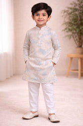Boys Yellow Printed designer Kurta Pajama Set