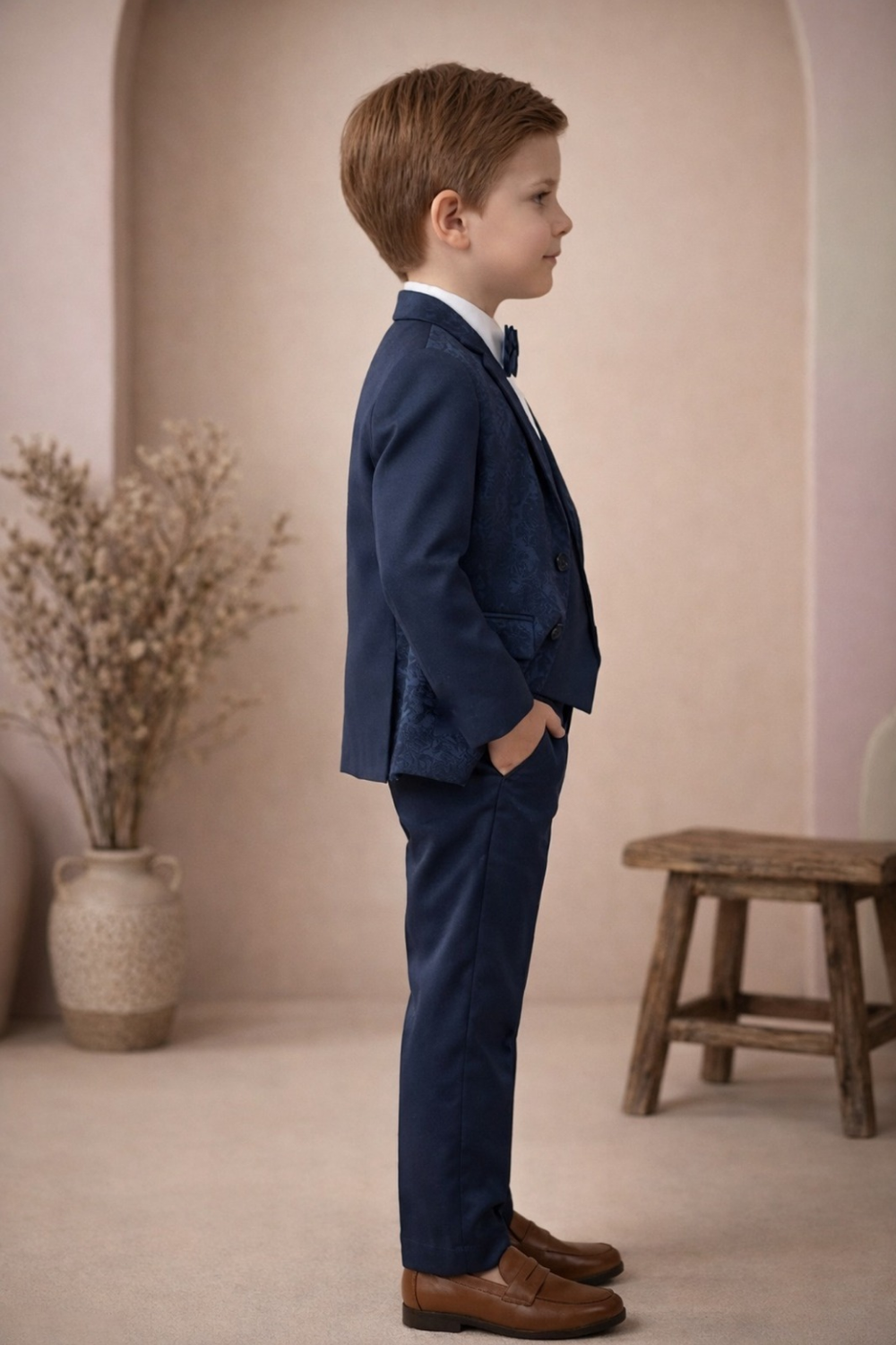 Boys 3-Piece Formal Suit Set with Bow Tie Blue | Premium Party Wear Blazer, Waistcoat & Pants for Kids - Zustenjoy.com