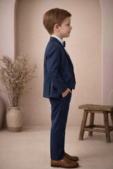 Boys 3-Piece Formal Suit Set with Bow Tie Blue | Premium Party Wear Blazer, Waistcoat & Pants for Kids - Zustenjoy.com