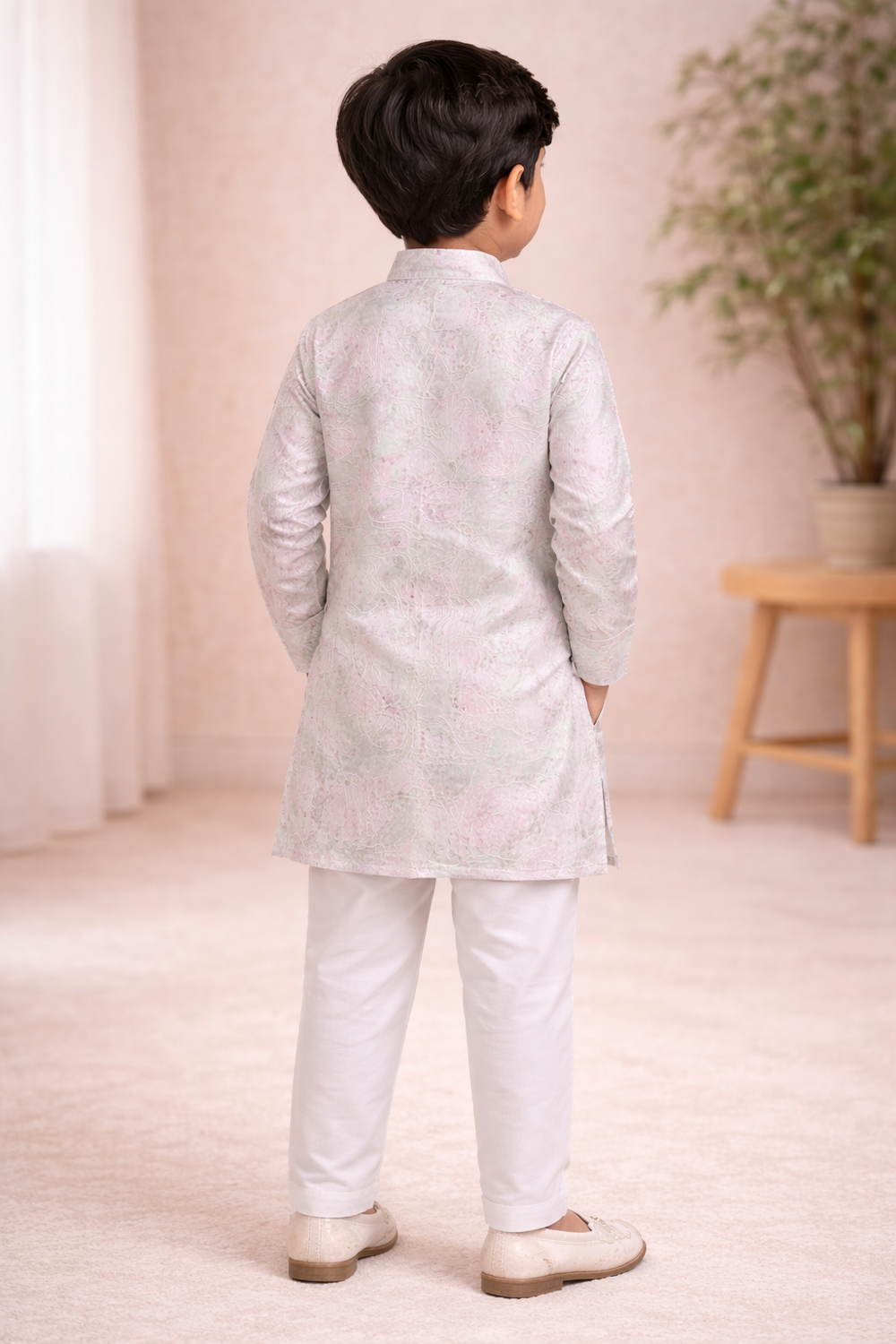 Boys pink Printed designer Kurta Pajama Set - Zustenjoy.com