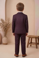 Boys 3-Piece Formal Suit Set with Bow Tie Maroon| Premium Party Wear Blazer, Waistcoat & Pants for Kids - Zustenjoy.com