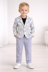 Boys Printed Blazer Outfit with T-Shirt & Pants purple - Zustenjoy.com