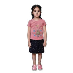 Girls Cotton T-Shirt with Skirt Set