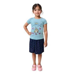 Girls Cotton T-Shirt with Skirt Set