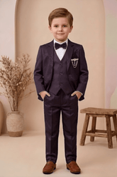 Boys 3-Piece Formal Suit Set with Bow Tie – Wine - Zustenjoy.com