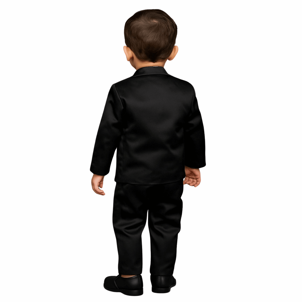Boys 4-piece formal suit set with blazer, waistcoat, shirt and trousers for weddings and parties – Zustenjoy