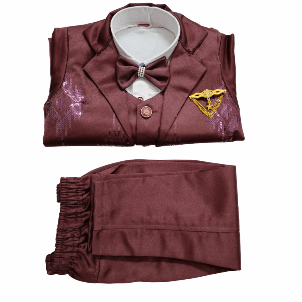 Boys 4-Piece Formal Suit Set with Shirt and Tie - Zustenjoy.com