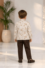 Boys Beige Blazer Outfit with T-Shirt & Pants - Zustenjoy.com