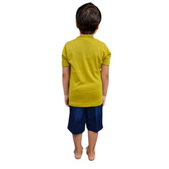 Boys Cotton T-Shirt Shorts Set – Green Everyday Outfit for Ages 3–7 - Zustenjoy.com