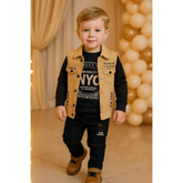Boys Denim Set – 3-Piece Casual Outfit with Denim Jacket, T-Shirt & Pants - Zustenjoy.com