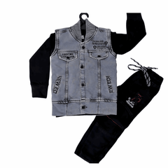 Boys Denim Set – 3-Piece Casual Outfit with Denim Jacket, T-Shirt & Pants - Zustenjoy.com