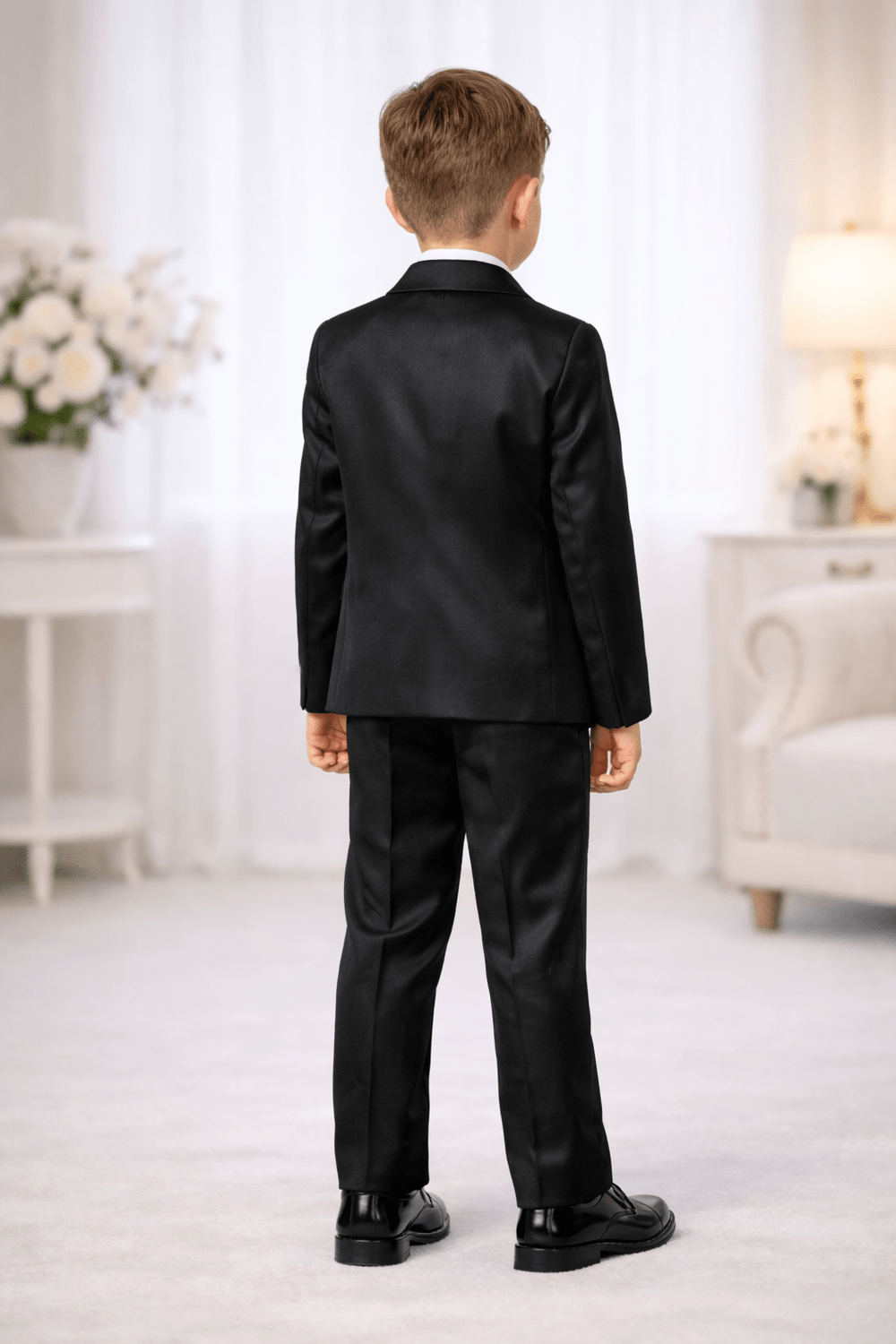 Boys Formal Suit Set - 3-Piece Black Blazer, Waistcoat & Pants with Bow Tie for Kids - Zustenjoy.com