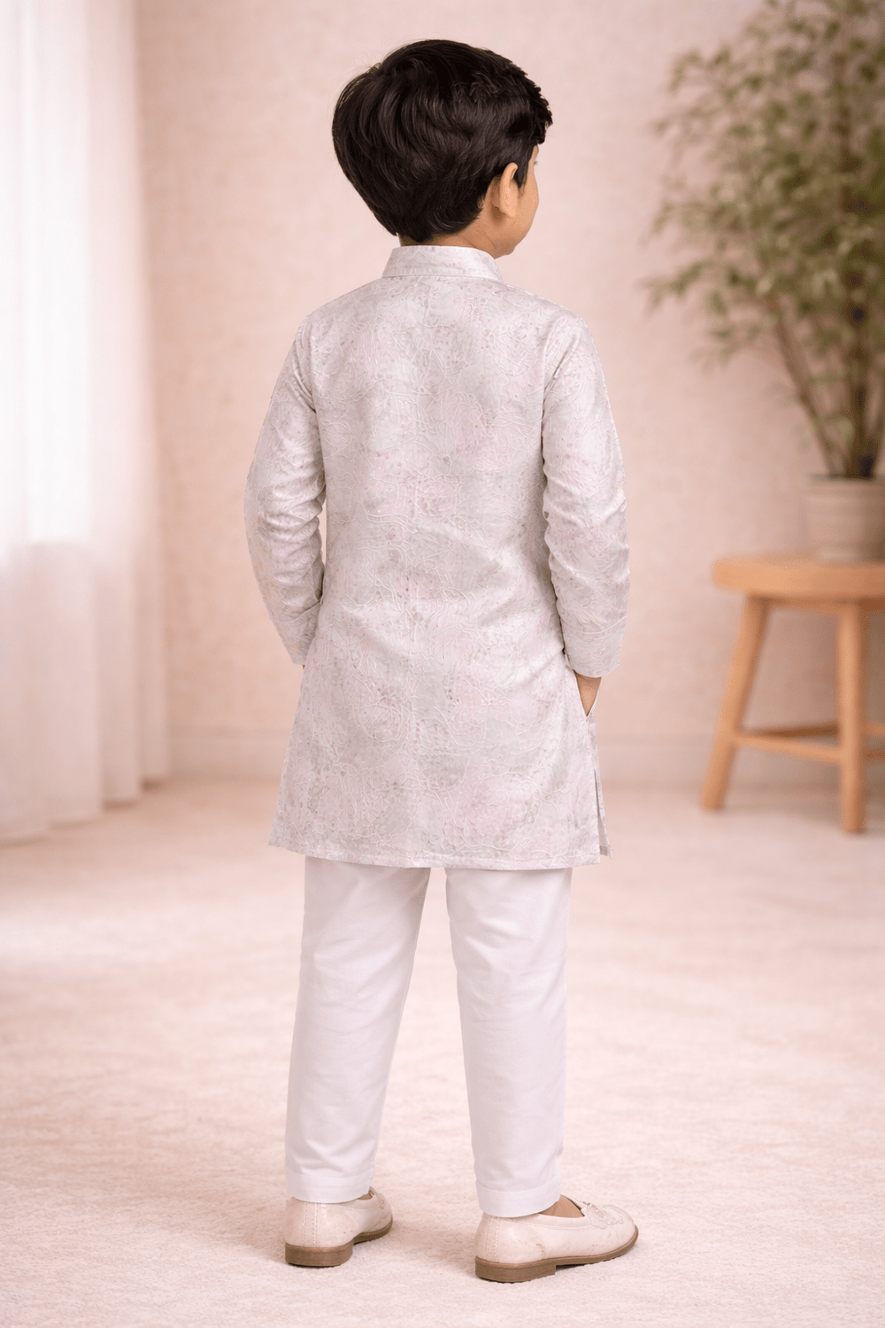 Boys Kurta Pajama Set Pink - Designer Printed Outfit for Kids - Zustenjoy.com