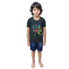 Boys' Mustard T-Shirt and Navy Shorts Set – Comfortable Cotton Outfit - Zustenjoy.com