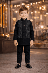 Indo-Western Black Dress Set for Boys - Stylish & Trendy Attire - Zustenjoy.com