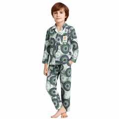 Kids Cotton Geometric Pajama Set – Long Sleeve Top & Bottom