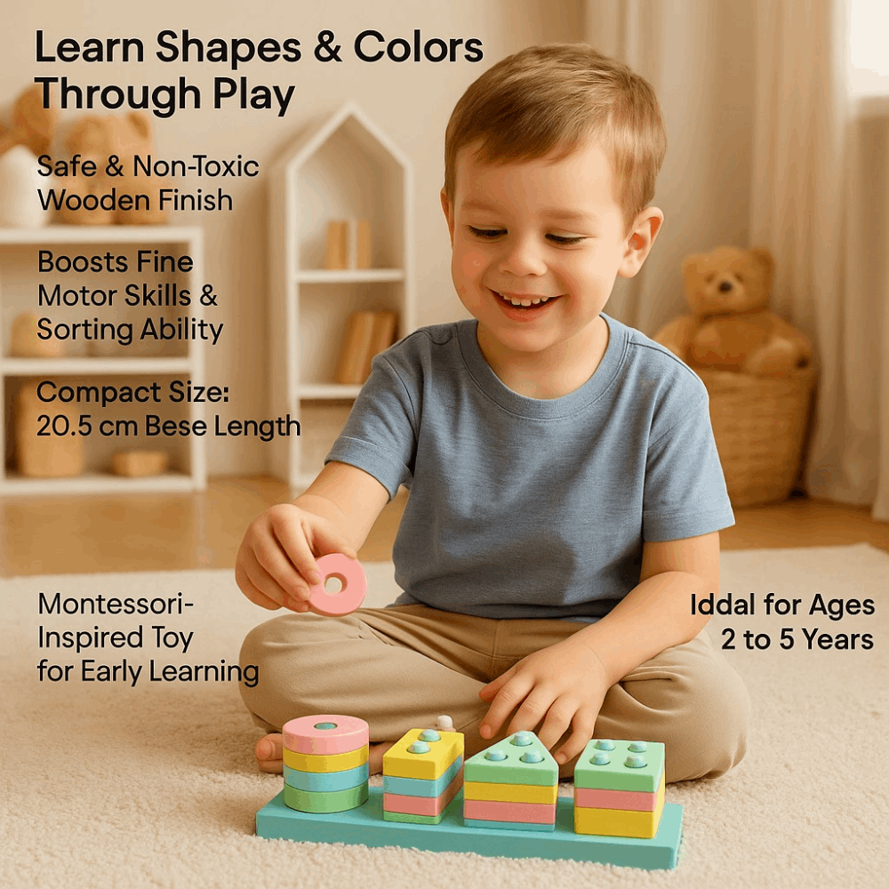 Wooden Montessori Stacker Toy for Early Learning and Development - Zustenjoy.com