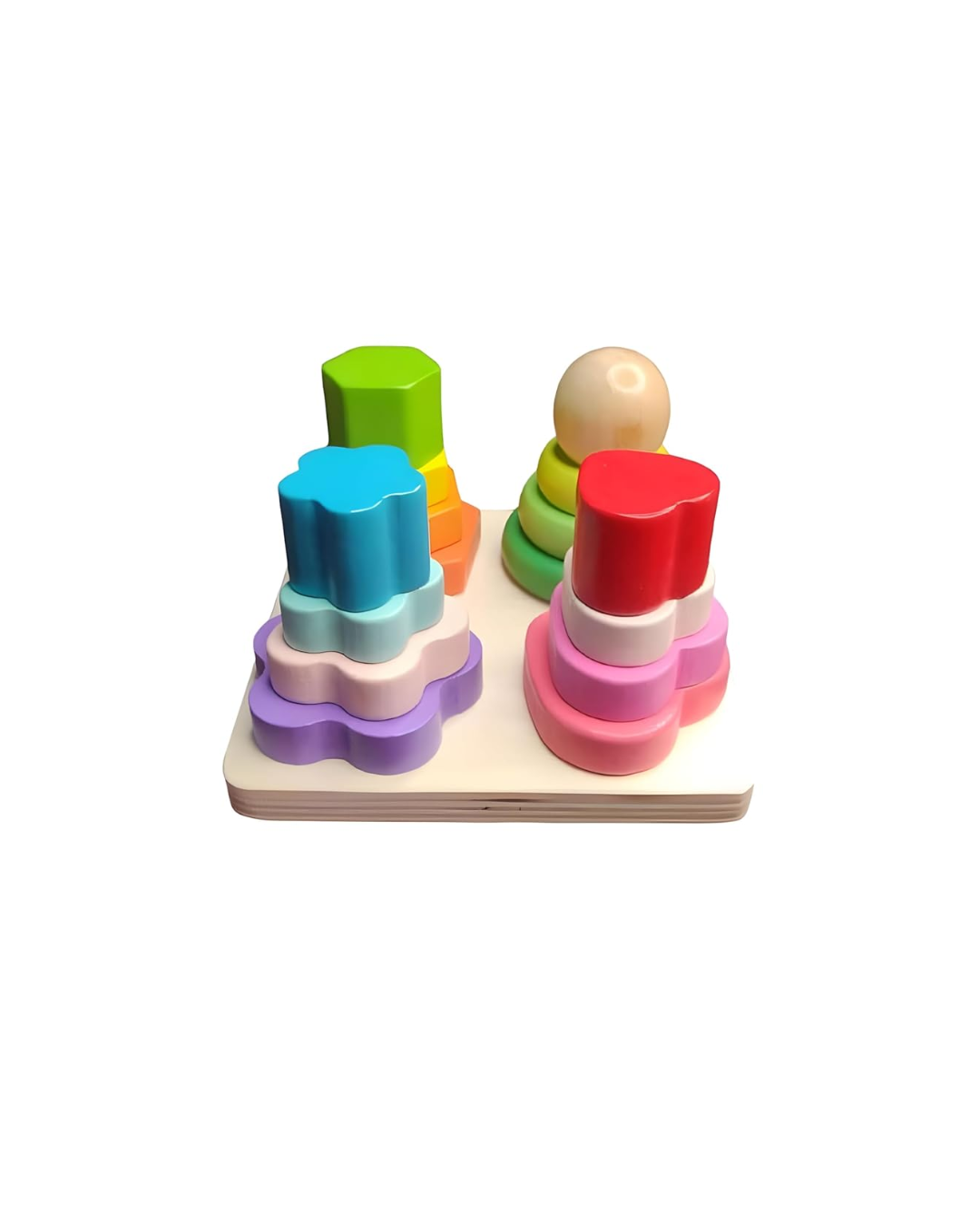 wooden four-column square stacking puzzle