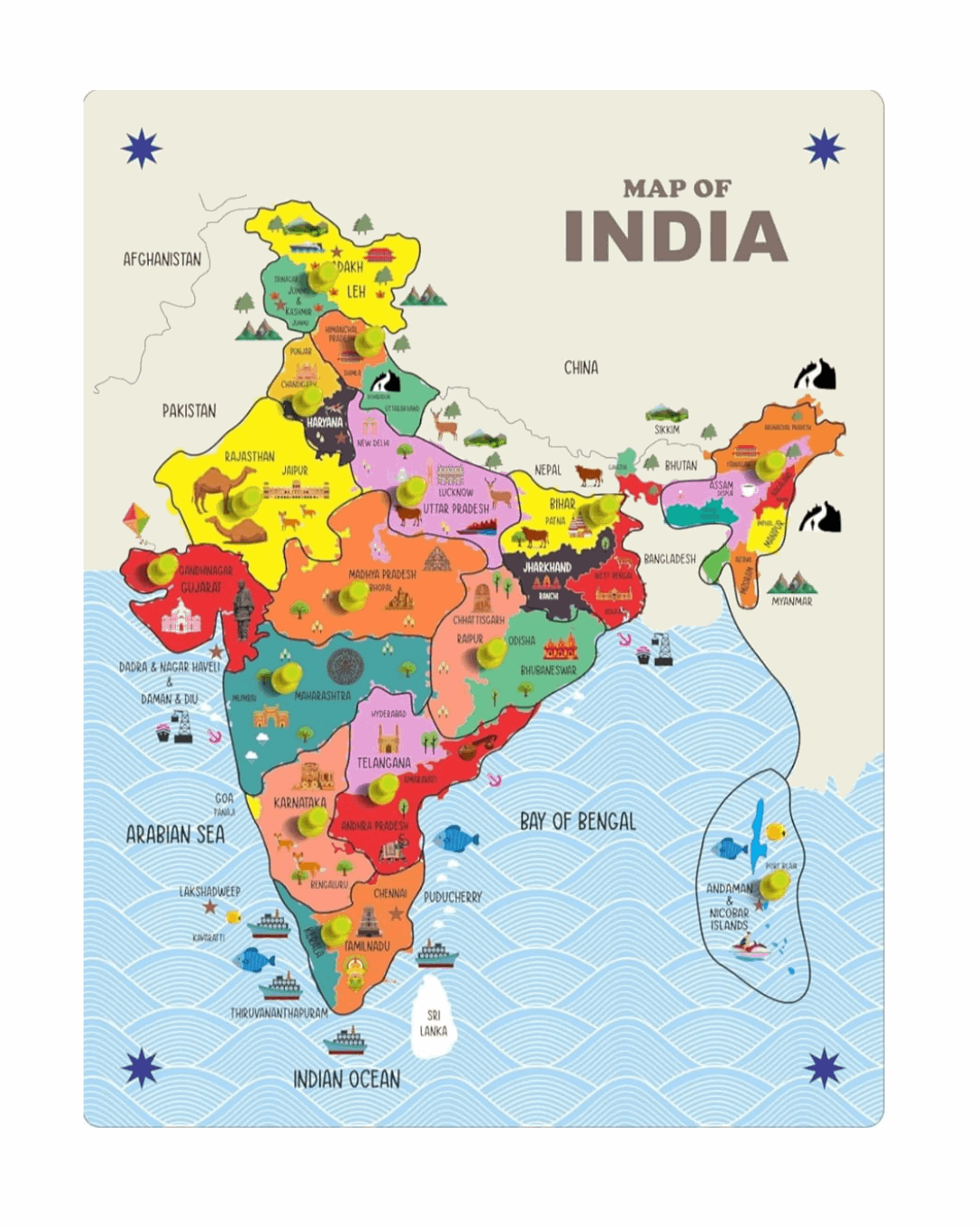 Indian Map Wooden Puzzle for kids