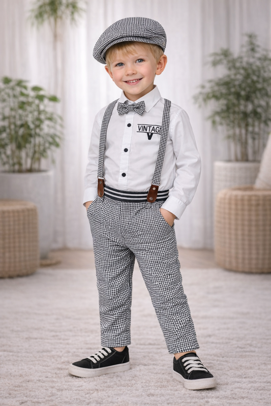 Toddler Boys Vintage Outfit Set - 5-Piece Stylish Ensemble -