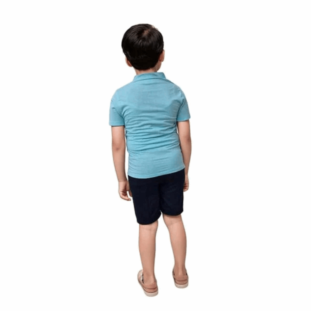 Boys sky Blue Cotton T-Shirt & Shorts Set