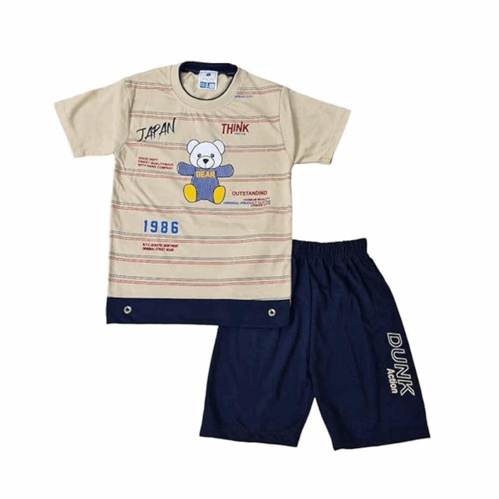 Boys sky Blue Cotton T-Shirt & Shorts Set