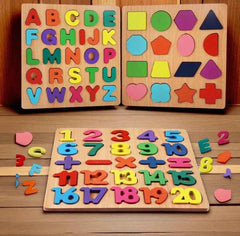 Wooden Learning Educational ABCD Board for Kids, Activity Toys for Toddlers & Preschoolers | ABCD Puzzle Set | Puzzle Toys for 2 Years Old Boys & Girls (Alphabets, Numbers & Shapes)