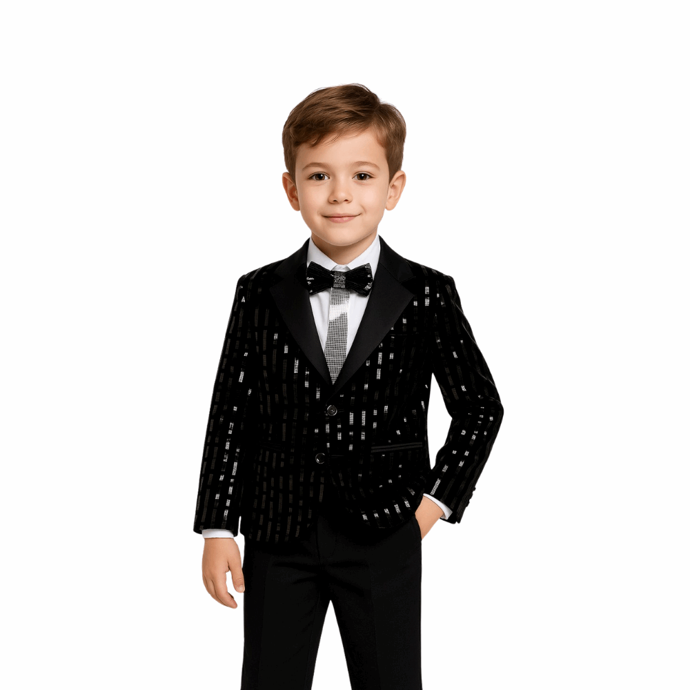 Elegant Black Partywear Suit Set for Boys