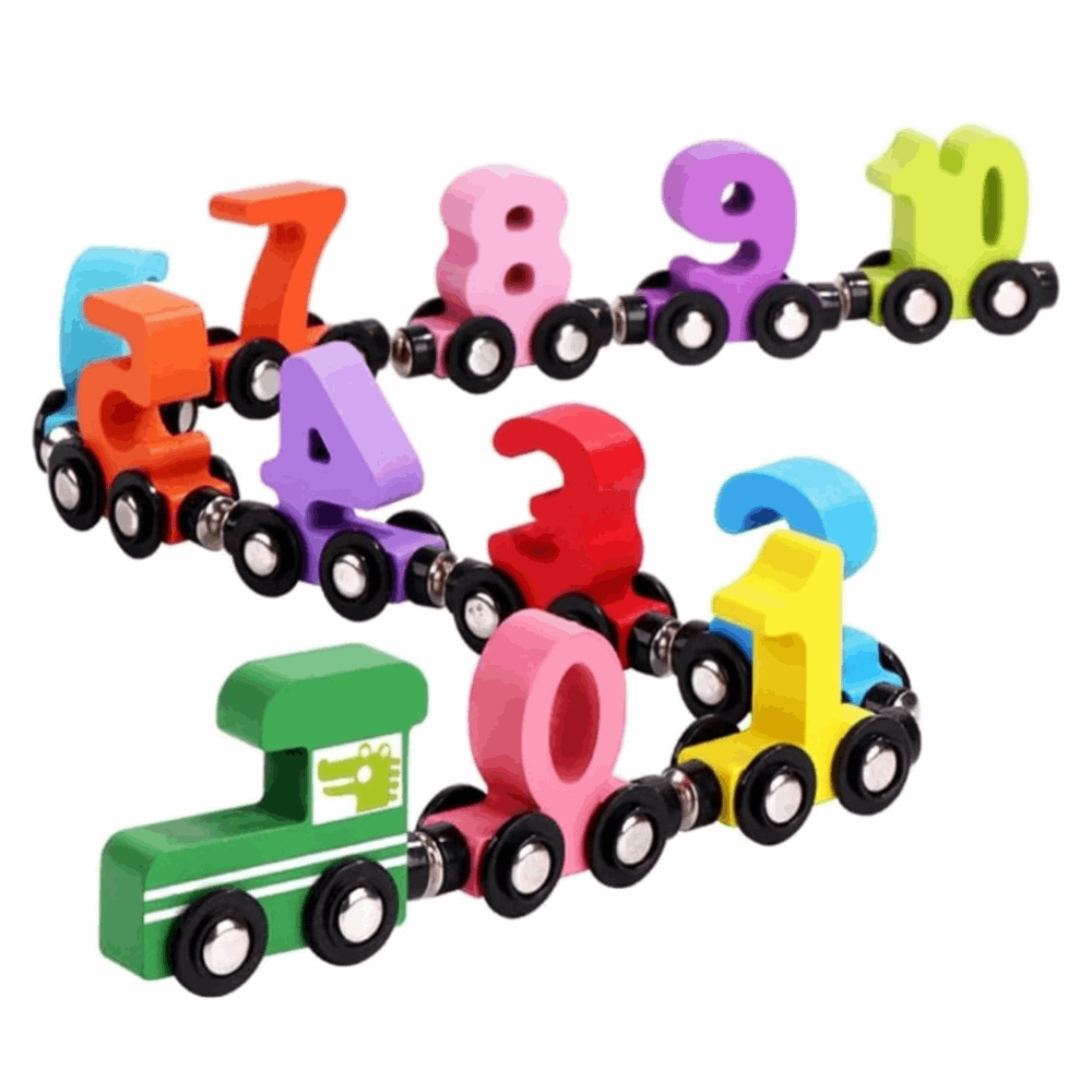 Wood Digital Magnetic Numbers Train for Kids